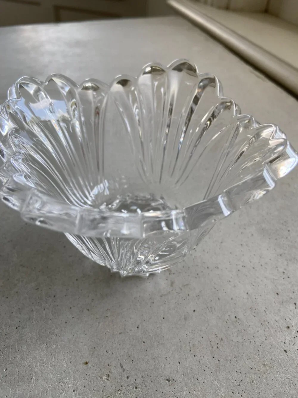 Vintage Clear Glass Tealight Candle Holder Scalloped Fluted Starburst Design
